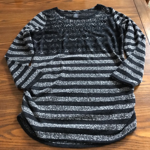 Style & Co. black and grey embellished top - Picture 4 of 8